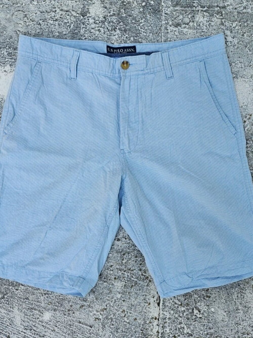 U.S. Polo ASSN, Men Shorts Bermuda Blue White Stripe Summer Short Size 34 - Picture 3 of 9